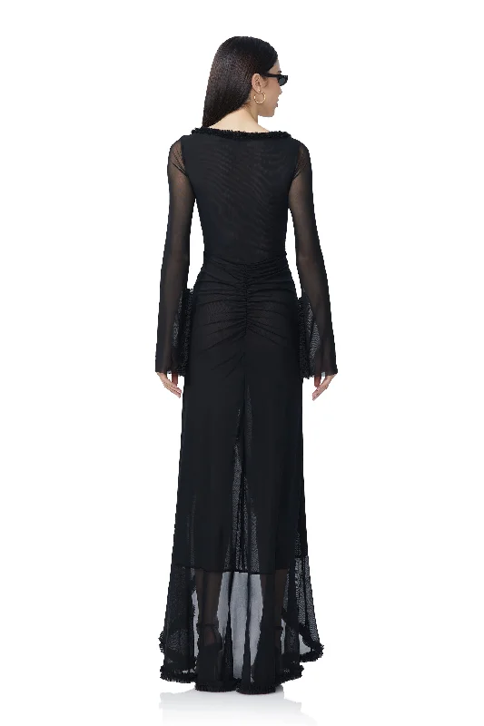 Cat Micro Ruffle Maxi - Noir