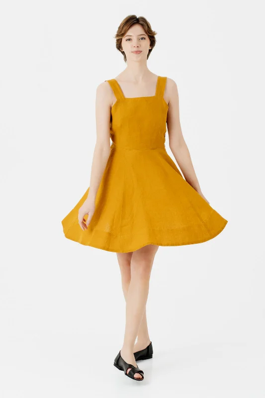 Mini Pinafore Dress, Sleeveless, Marigold