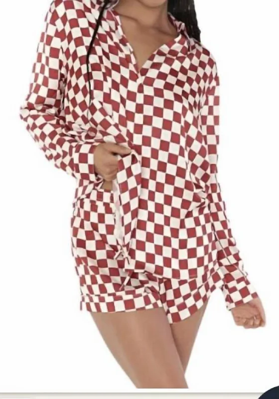 Checkered Early Riser Pj Red Checker