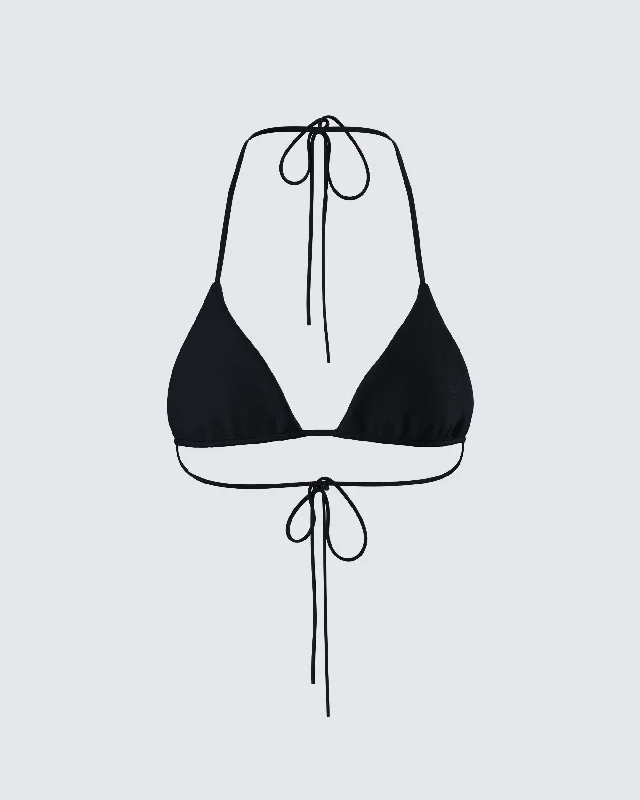 Halsey Black Triangle Bikini Top