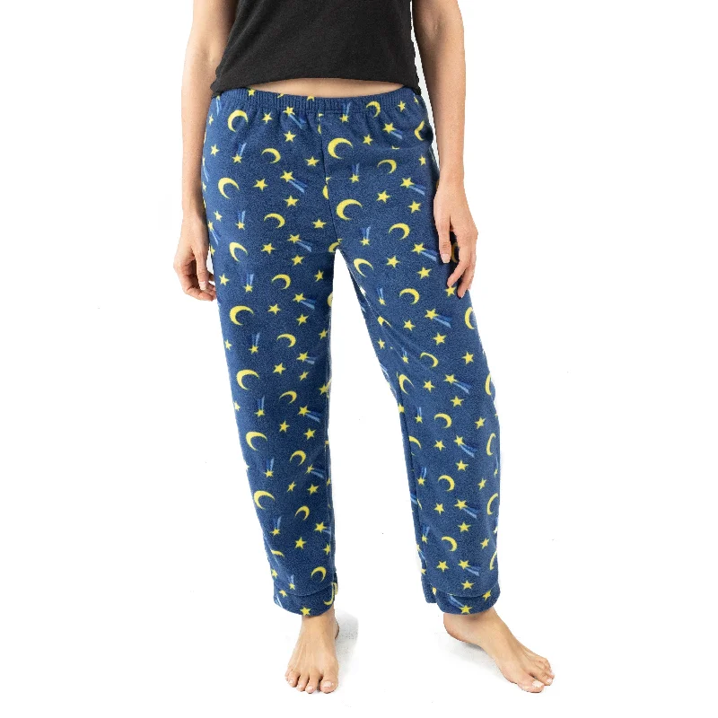 Womens Fleece Pajama Pants Moon