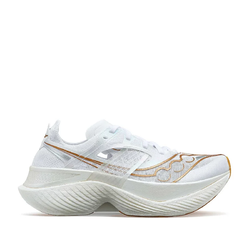 Saucony Women's Endorphin Elite in White/Gold