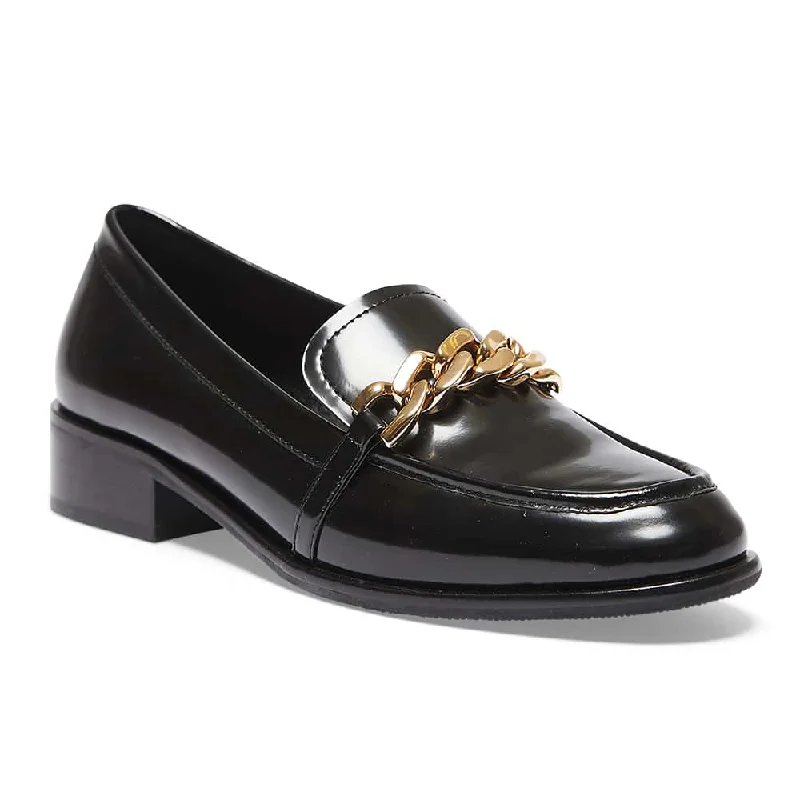 Kate Loafer in Black Hi Shine Leather