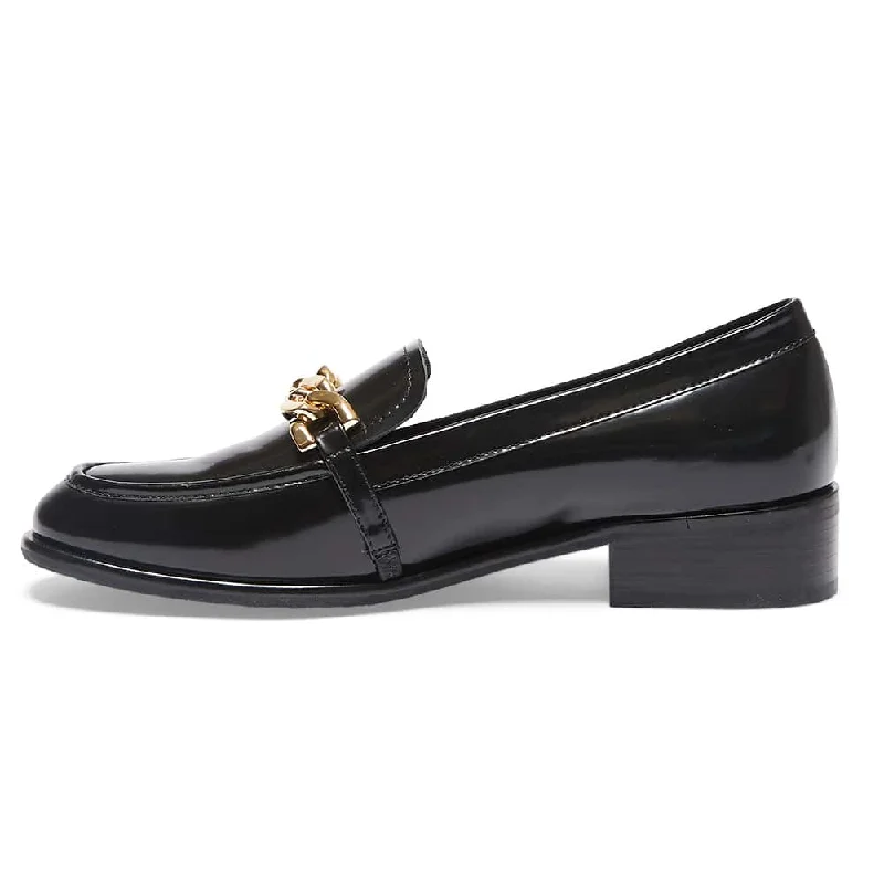 Kate Loafer in Black Hi Shine Leather