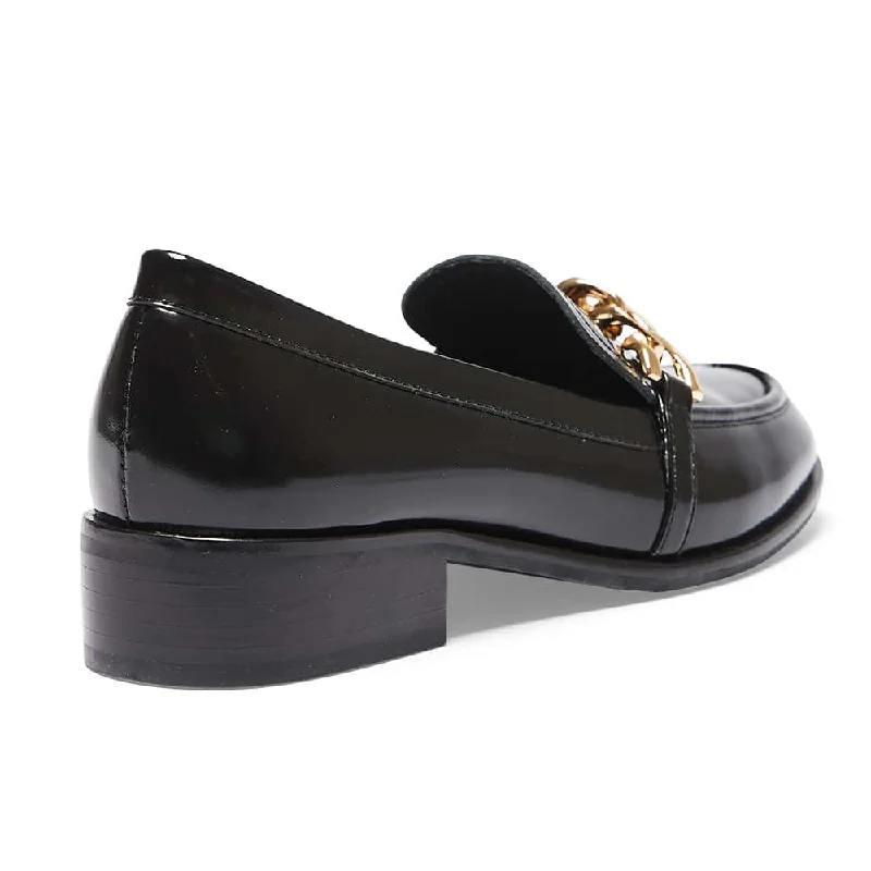 Kate Loafer in Black Hi Shine Leather