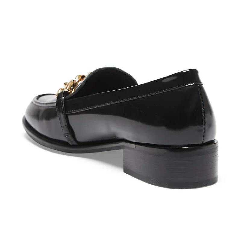 Kate Loafer in Black Hi Shine Leather