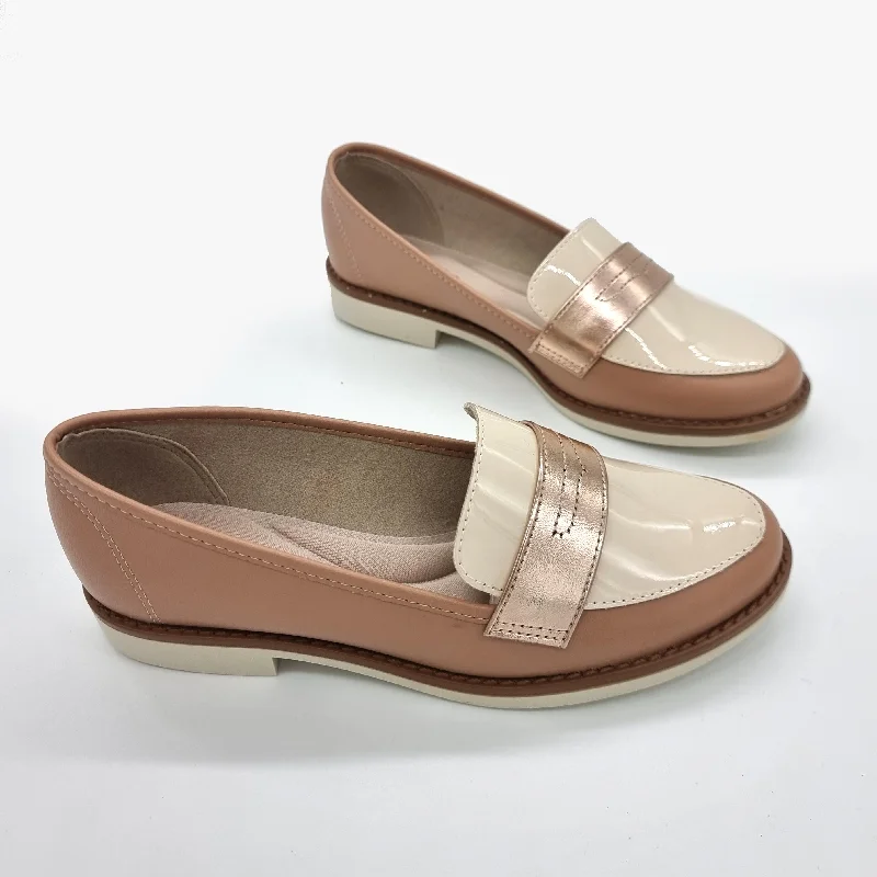 Beira Rio 4170-423 Round Toe Loafer Flat in Nude/Cream/Rose Gold