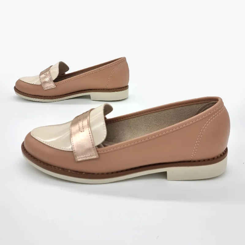 Beira Rio 4170-423 Round Toe Loafer Flat in Nude/Cream/Rose Gold