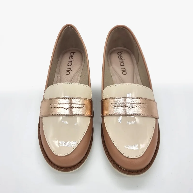 Beira Rio 4170-423 Round Toe Loafer Flat in Nude/Cream/Rose Gold