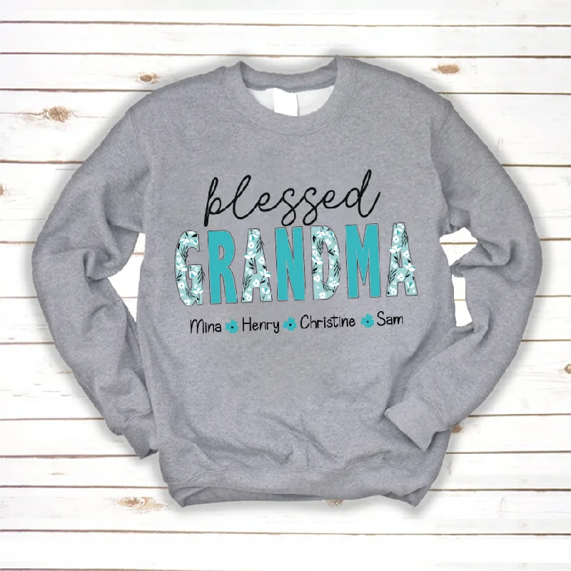 Blessed Grandma And Grandkids Flower Best Gifts For Mother's Day Sweatshirt