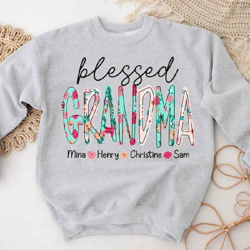 Blessed Grandma Flower And Grandkids Mother's Day Sweatshirt