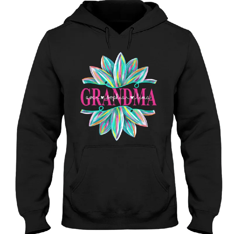 Custom Grandma Flower Color V2 With Grandkids Mother's Day TH Hoodie