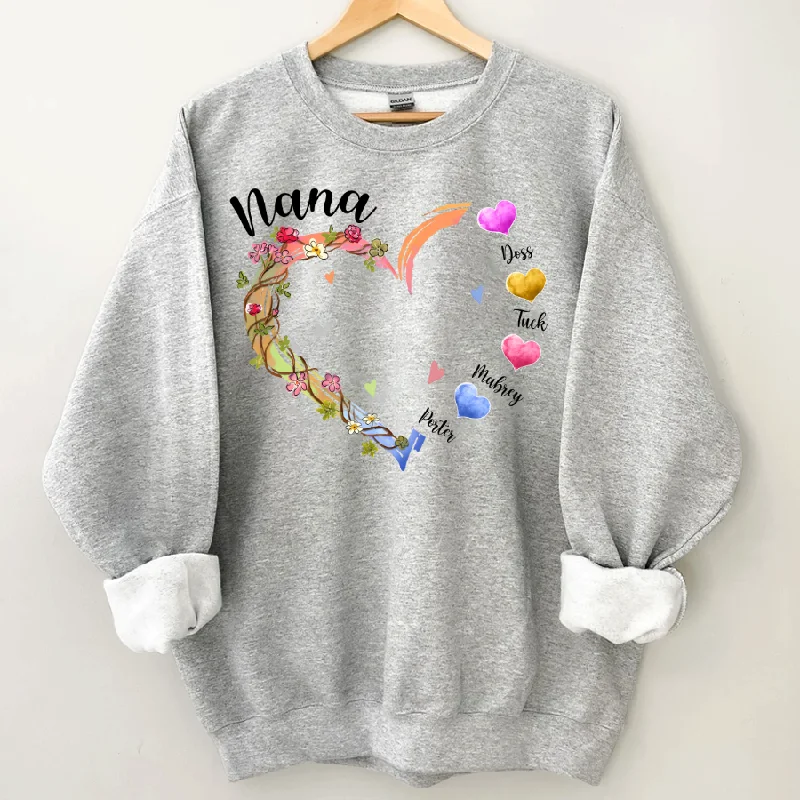 Flower Heart Nana With Kids Sweatshirt