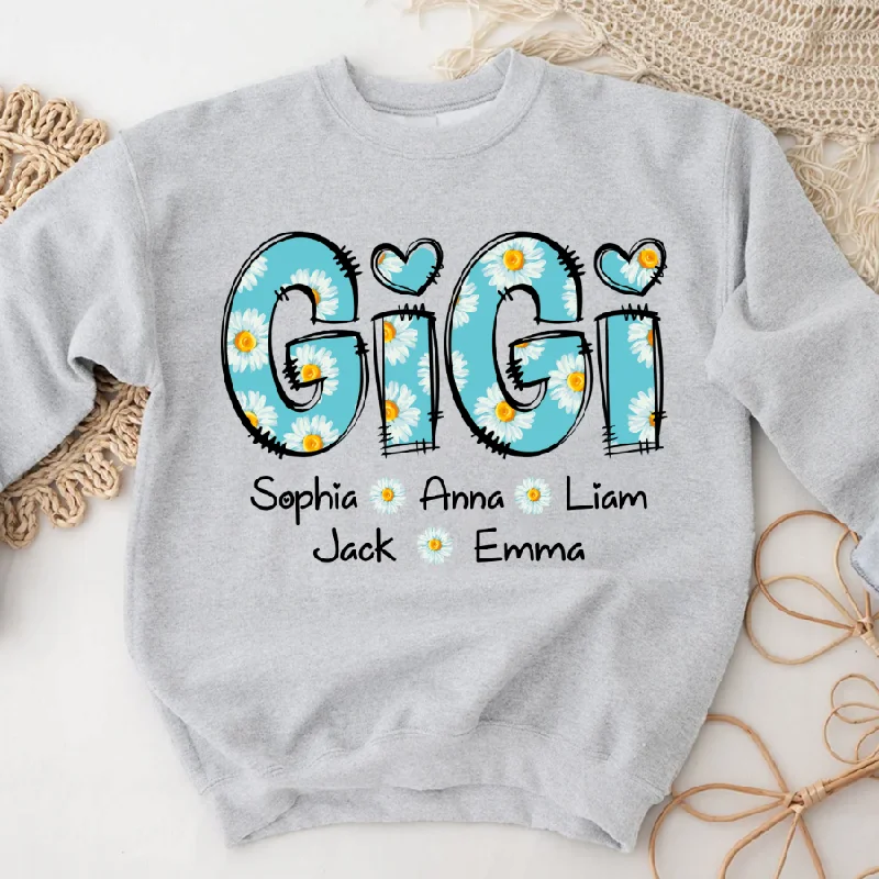 Gigi Blue Daisy And Grandkids Mother's Day Sweatshirt