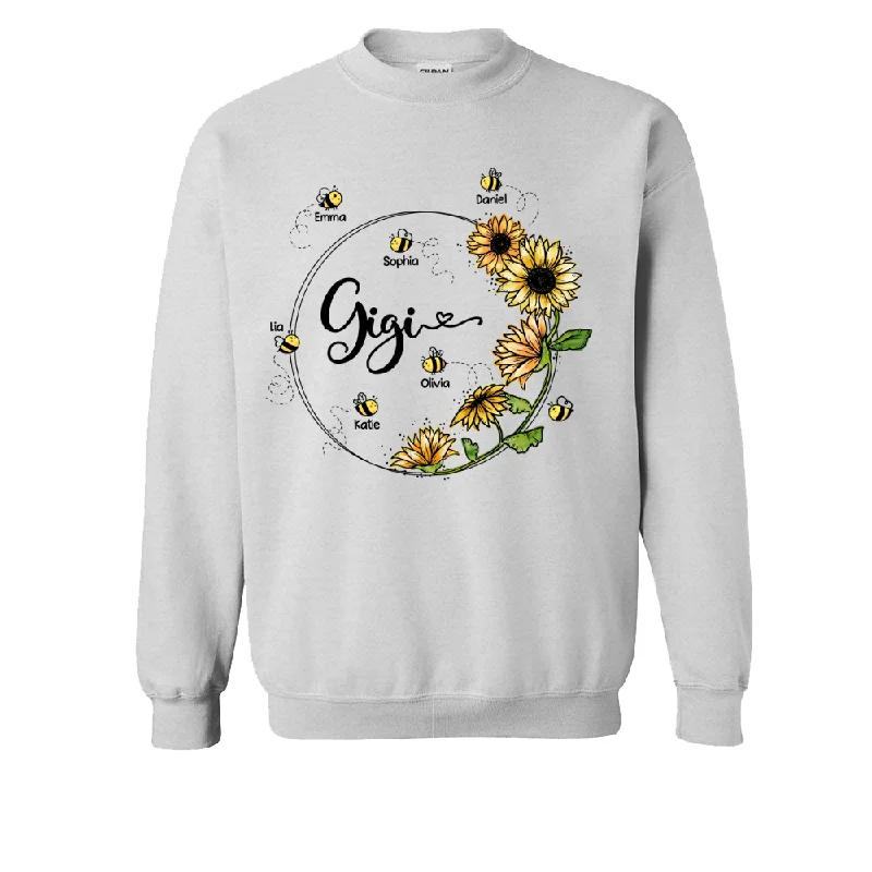 Gigi Sunflower Bee Shirt, Custom Grandma With Kids, Mother's Day Gift TH Sweatshirt