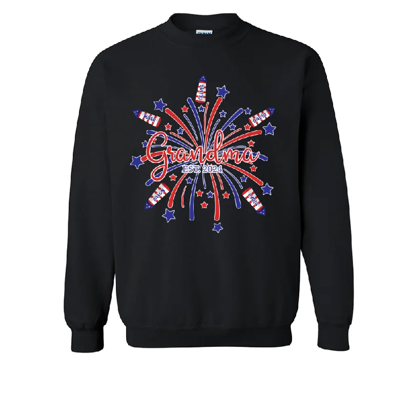 Grandma Est Firework Shirt, Custom Grandma With Kids 4th Of July TH Sweatshirt