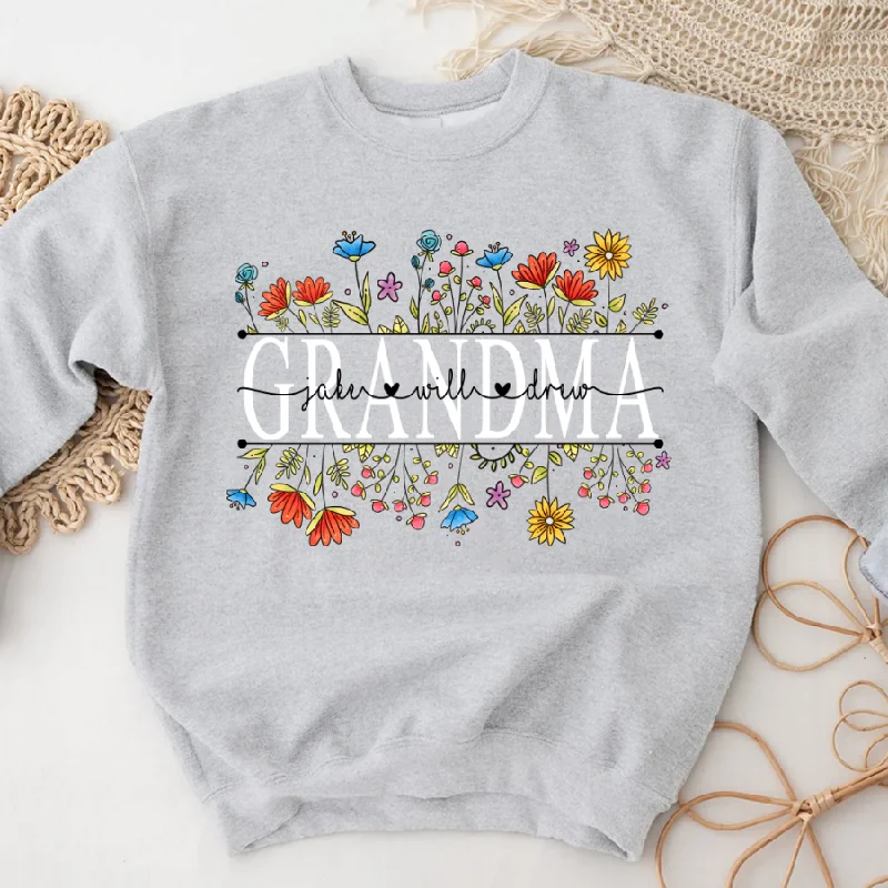 Grandma flower Custom Name And Grandkids Mother's Day Sweatshirt