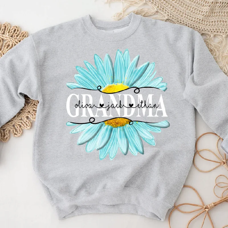 Grandma Flower Daisy Color And Grandkids Mother's Day Sweatshirt