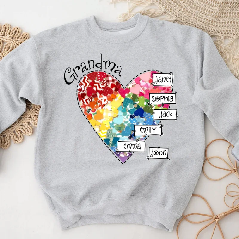 Grandma Heart, Heart decor, And Grandkids Color Mother's Day Sweatshirt