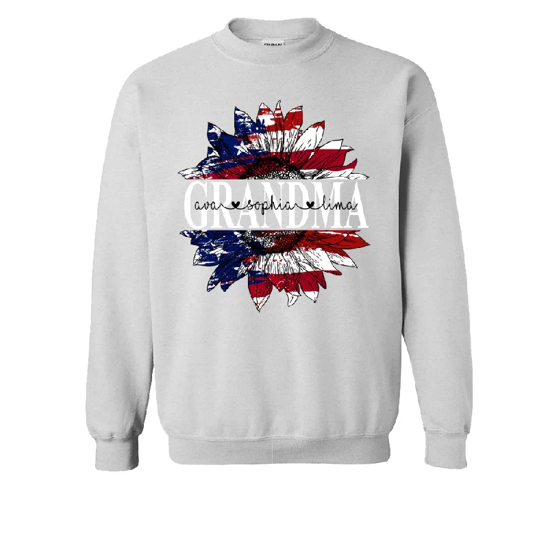 Grandma Sunflower 4th Of July With Grandkids, Mother's Day Gift TH Sweatshirt