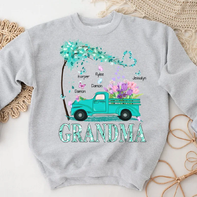 Grandma truck flower And Grandkids Mother's Day Sweatshirt