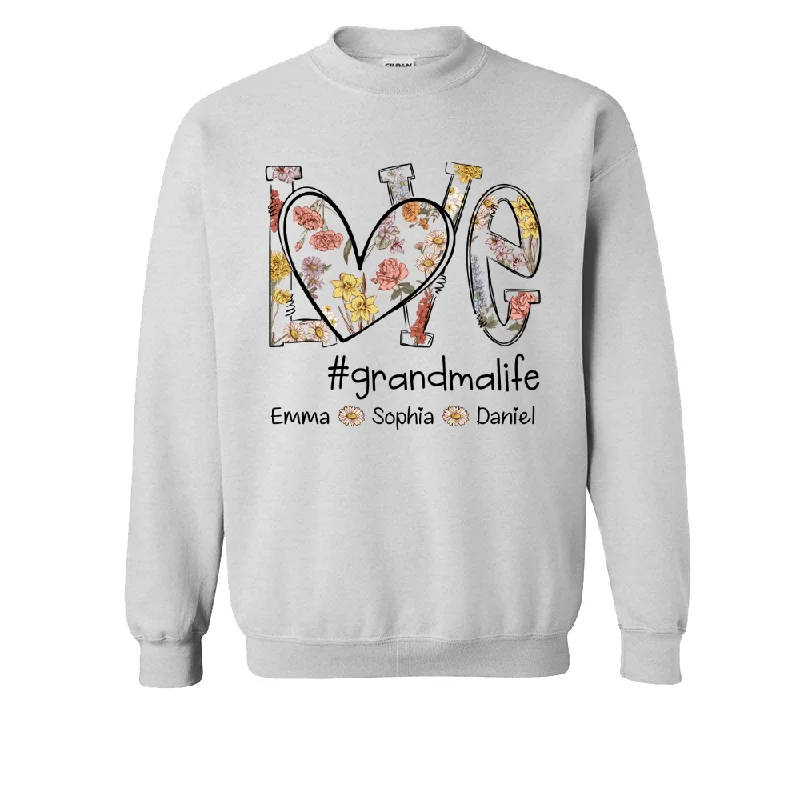 Love Flower Grandma Life With Grandkids, Mother's Day Gift TH Sweatshirt