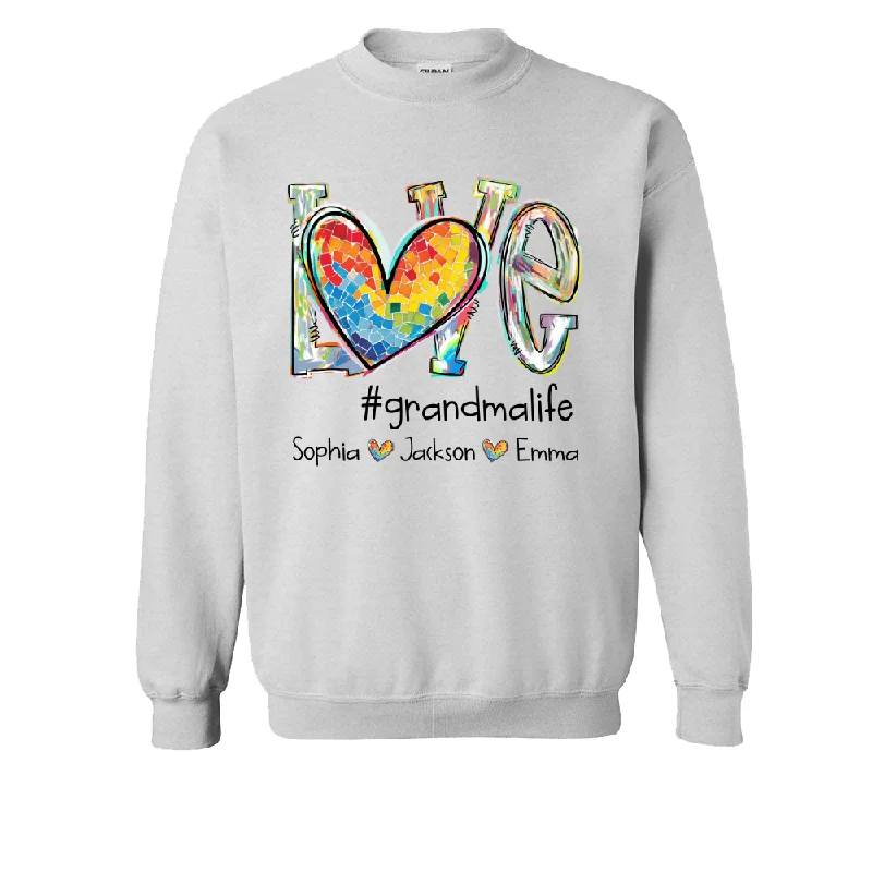 Love Grandma Life Color Grandkids Name 2024 Sweatshirt