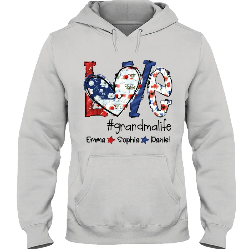 Love Grandmalife 4th Of July Shirt, Custom Grandma & Kids TH Hoodie