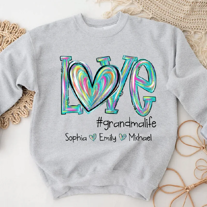 Love grandmalife color Turquoise And Grandkids Mother's Day Sweatshirt