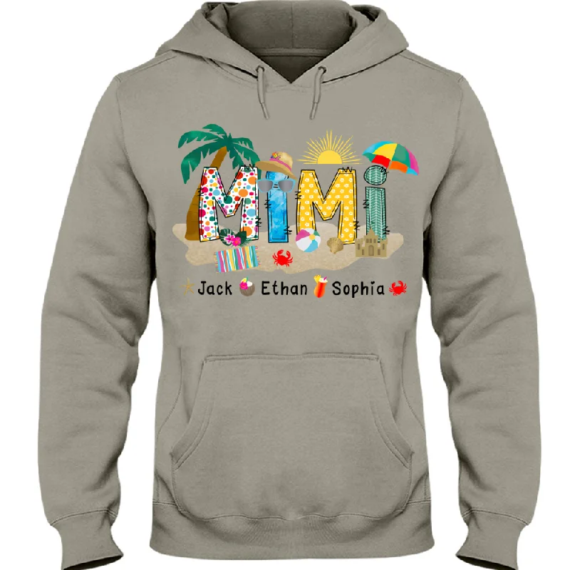 Mimi Beach Summer Custom names And Grandkids  Hoodie