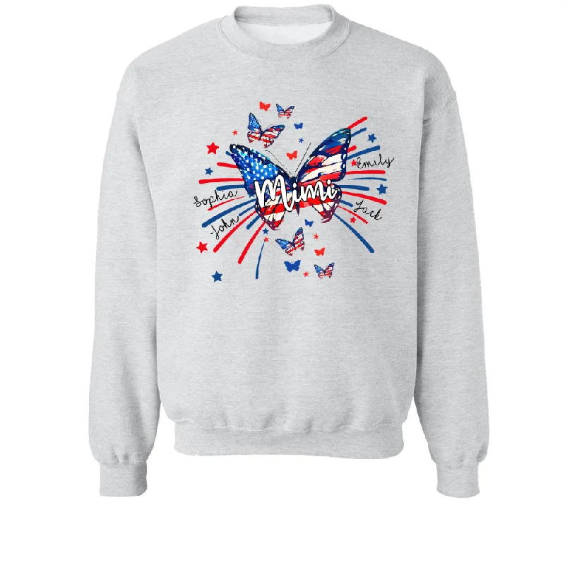 Mimi Butterfly Flag Star And Grandkids 4th of july Sweatshirt