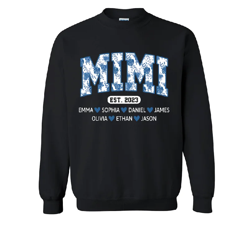 Mimi Est Floral Blue Shirt, Custom Grandma And Kids, Mother's Day Gift TH Sweatshirt