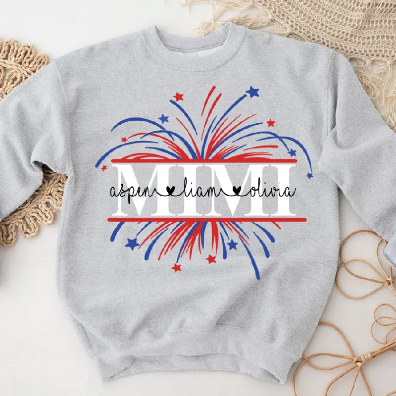 Mimi firework And Grandkids Custom Names 4th of july Sweatshirt