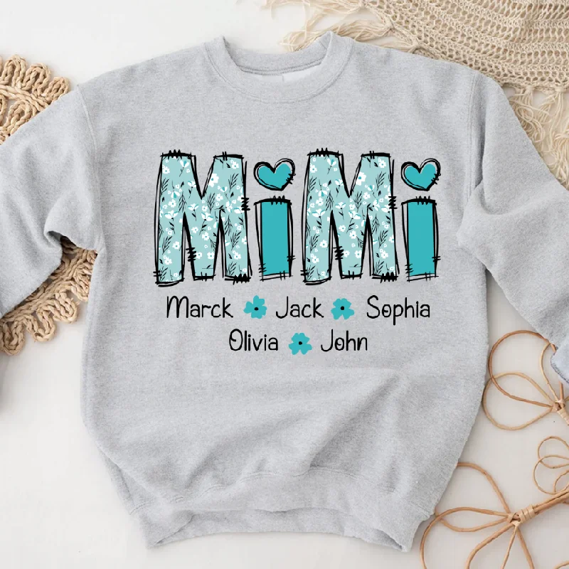 Mimi Flower Color Custom Names And Grandkids Mother's Day Sweatshirt