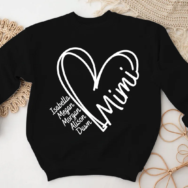 Mimi Heart Custom Names And Grandkids Mother's Day Sweatshirt