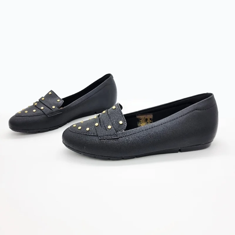 Modare 7385-104 Round Toe Flat Loafer in Black Napa