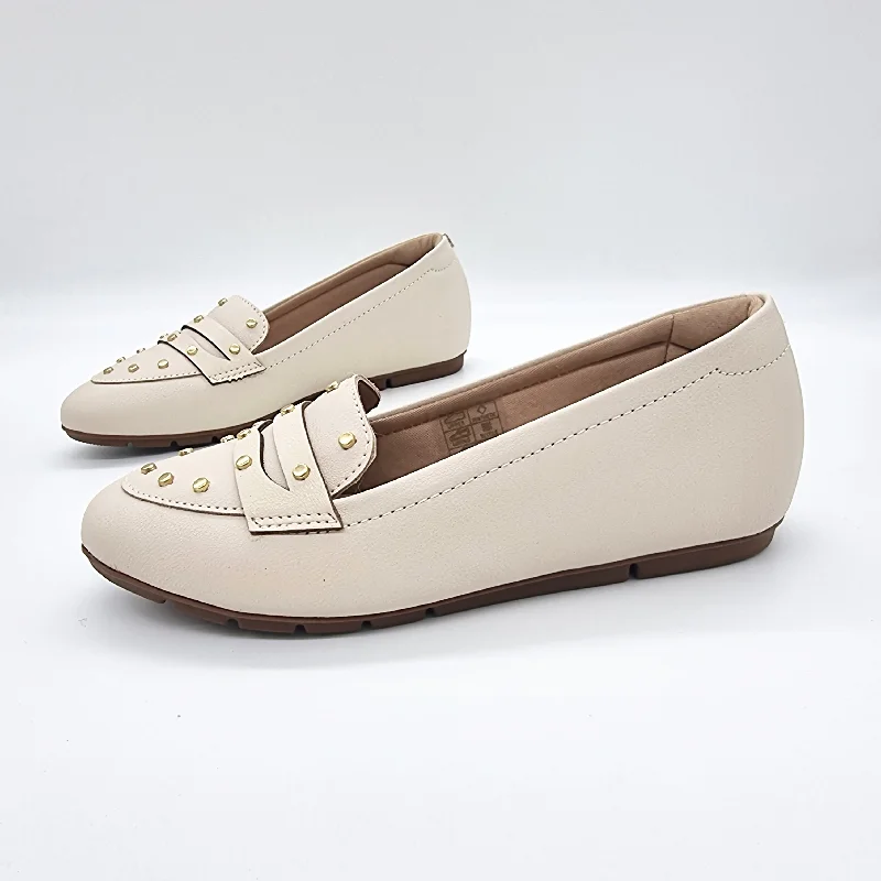 Modare 7385-104 Round Toe Flat Loafer in Cream Napa