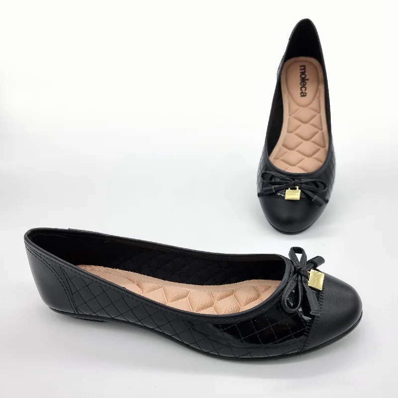 Moleca 5027-1407 Round Toe Ballerina Flat in Black