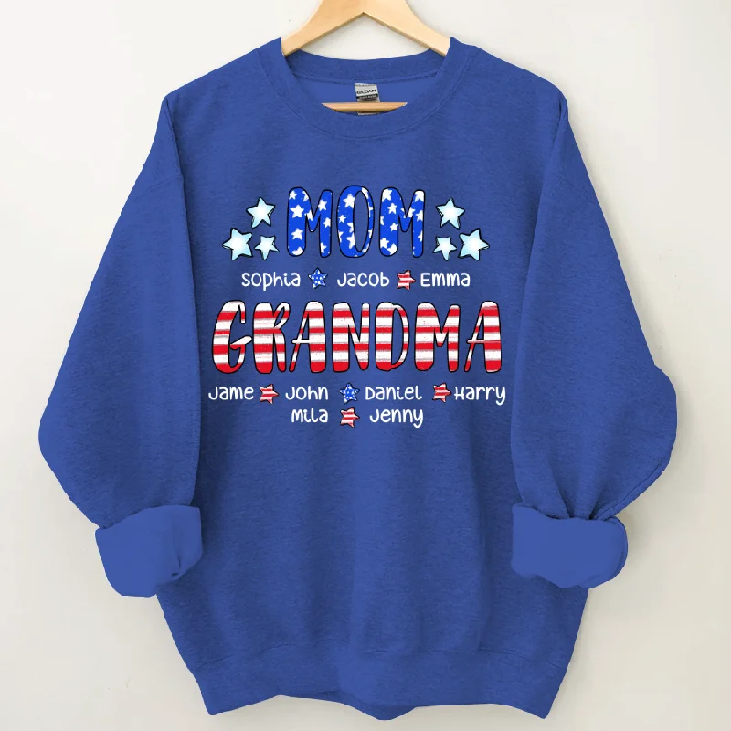 Mom Grandma And Kids America Flag Personalized Sweatshirt