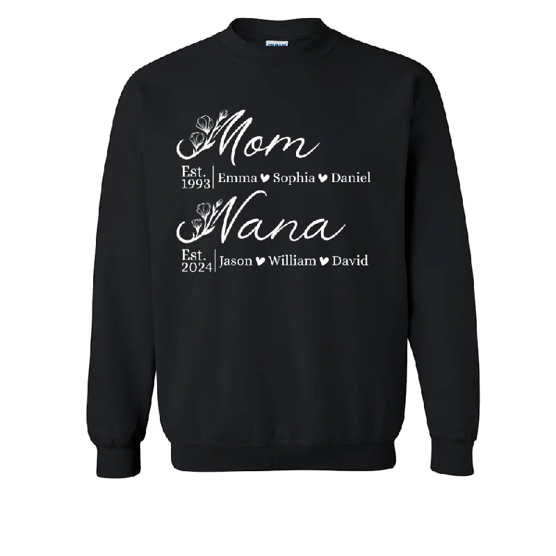 Mom Nana Est Shirt, Custom Mom Grandma Est And Kids, Mother's Day TH Sweatshirt