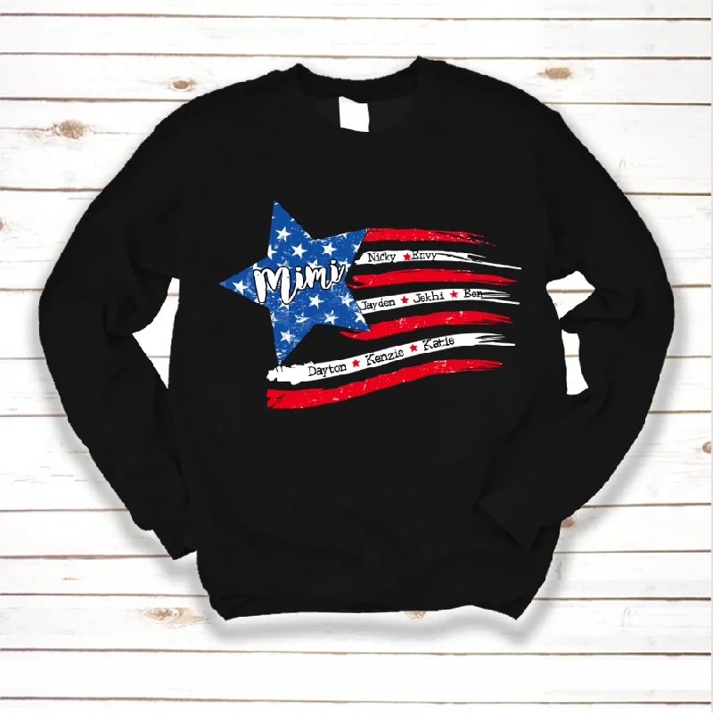 Personalized Grandma And Grandkids American Flag Sweatshirt