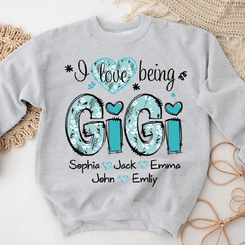 Personalized I love being Gigi Flower Custom Names And Grandkids Mother's Day Sweatshirt