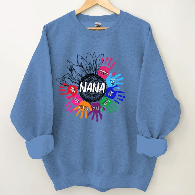 Sunflower Grandma And Kids Hand Color Sweatshirt