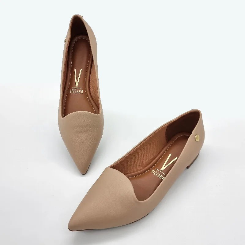 Vizzano 1206-261 Pointy Toe Flat in Beige Napa