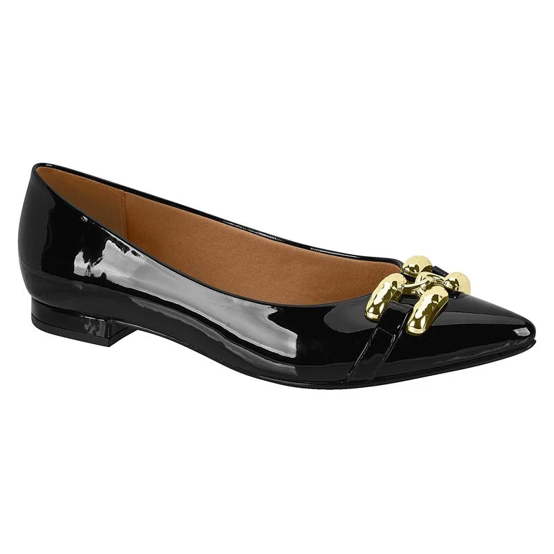 Vizzano 1206-289 Pointy Toe Flat in Black Patent