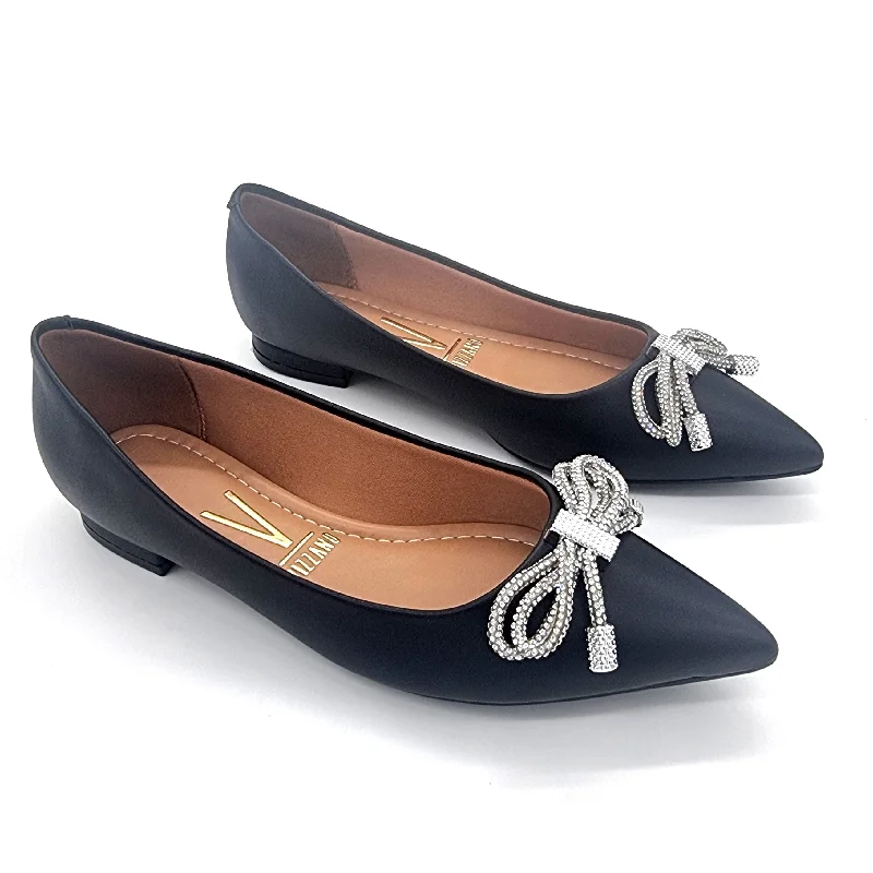 Vizzano 1206-290 Pointy Toe Flat in Black Napa