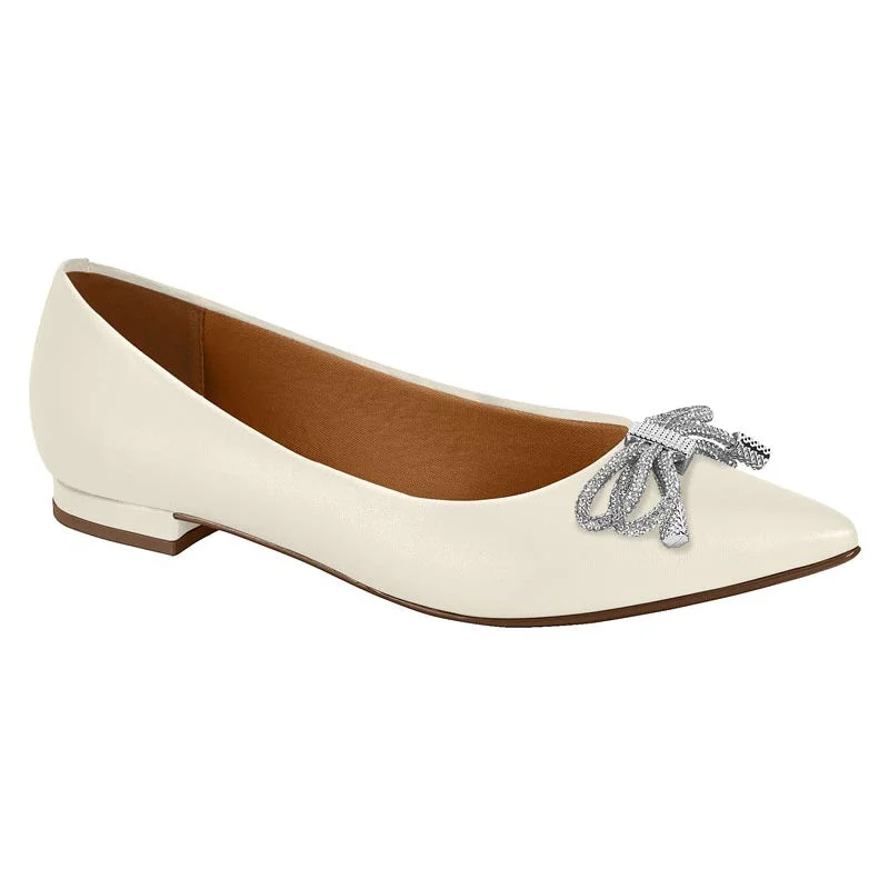 Vizzano 1206-290 Pointy Toe Flat in Off White Napa