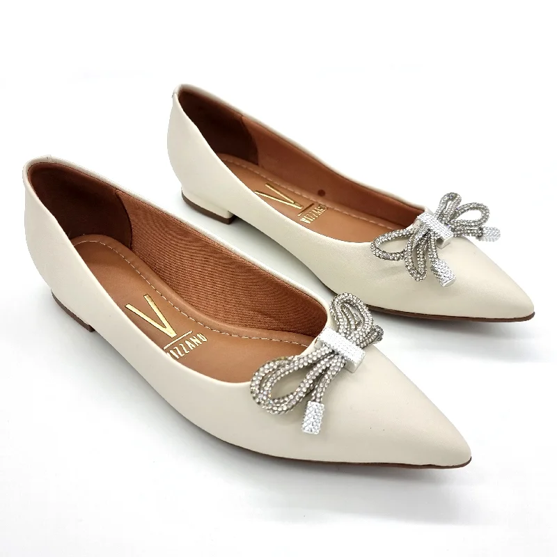 Vizzano 1206-290 Pointy Toe Flat in Off White Napa