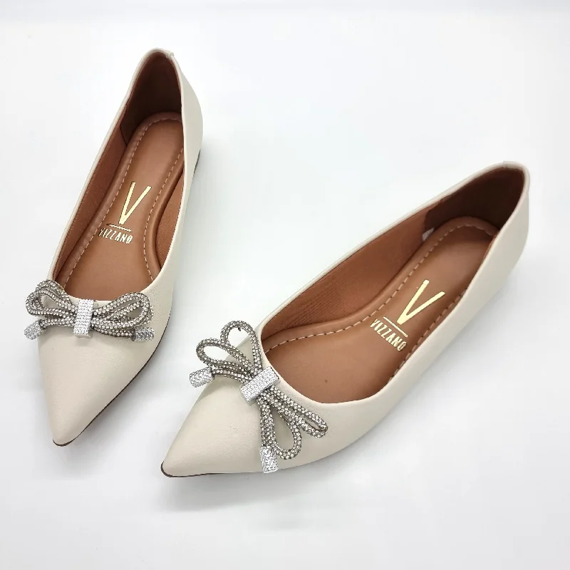 Vizzano 1206-290 Pointy Toe Flat in Off White Napa