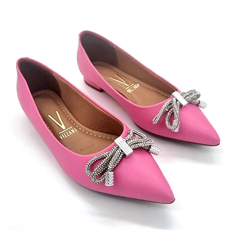 Vizzano 1206-290 Pointy Toe Flat in Pink Napa